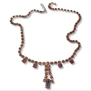 Vintage purple and golden crystal necklace